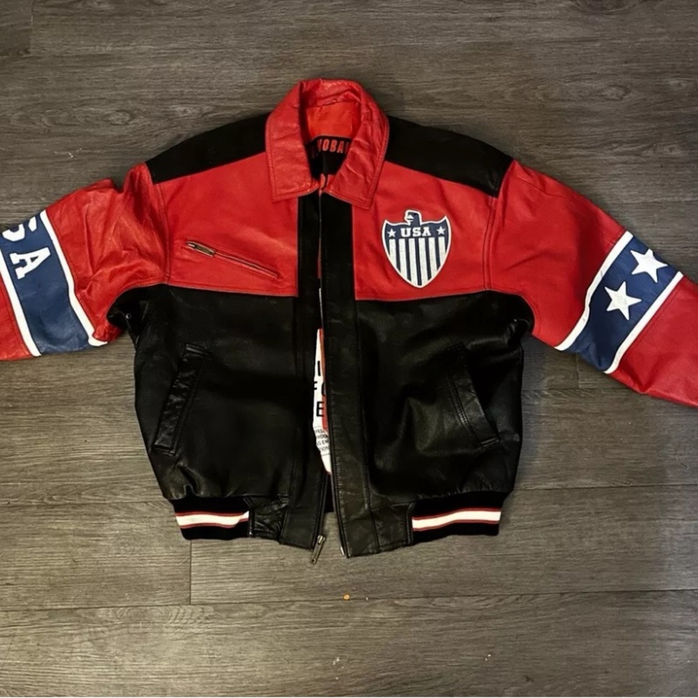 USA Red and Black Leather Jacket